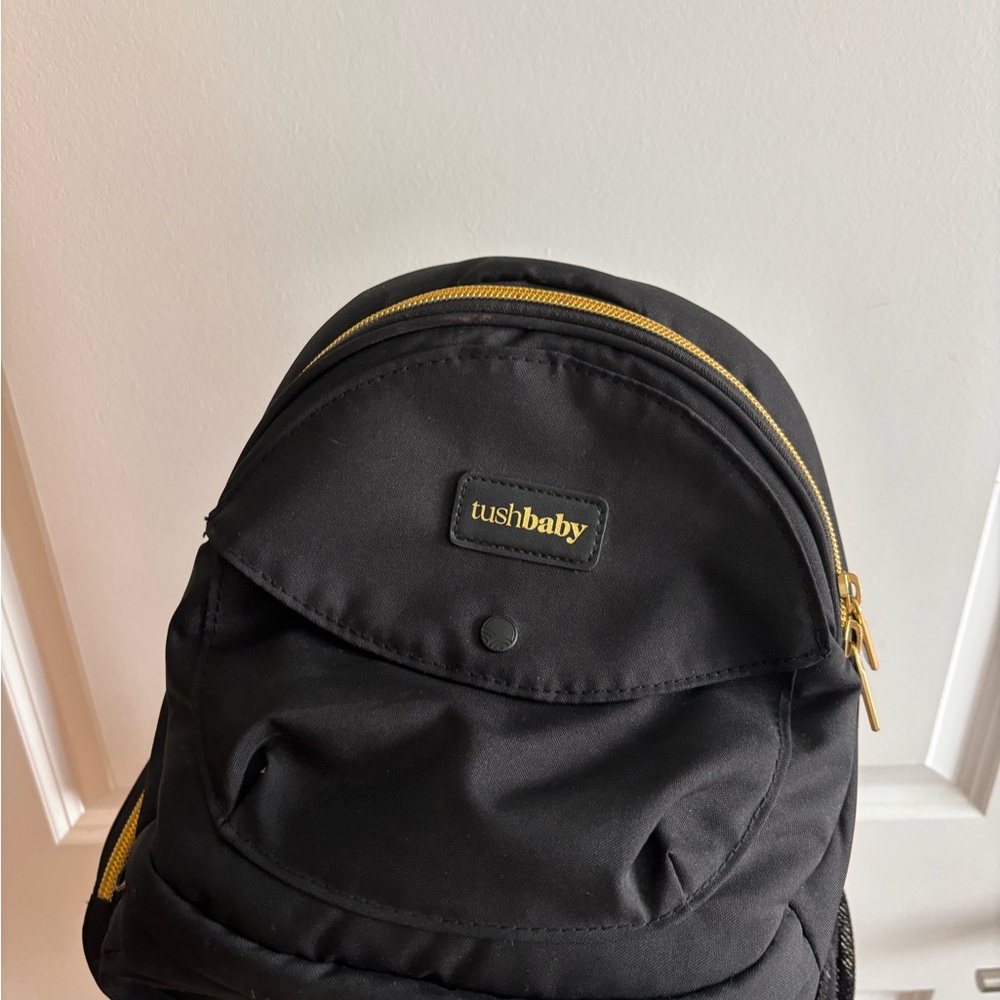 Tushbaby Black Backpack with Gold Accents